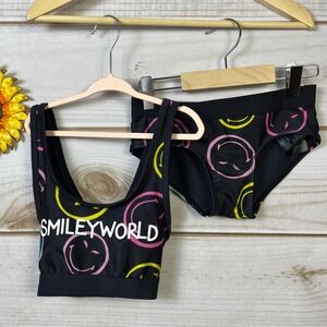 SmileyWorld x H&M Kids Girls Bikini Set Black Smiley Face 8/10 Swim